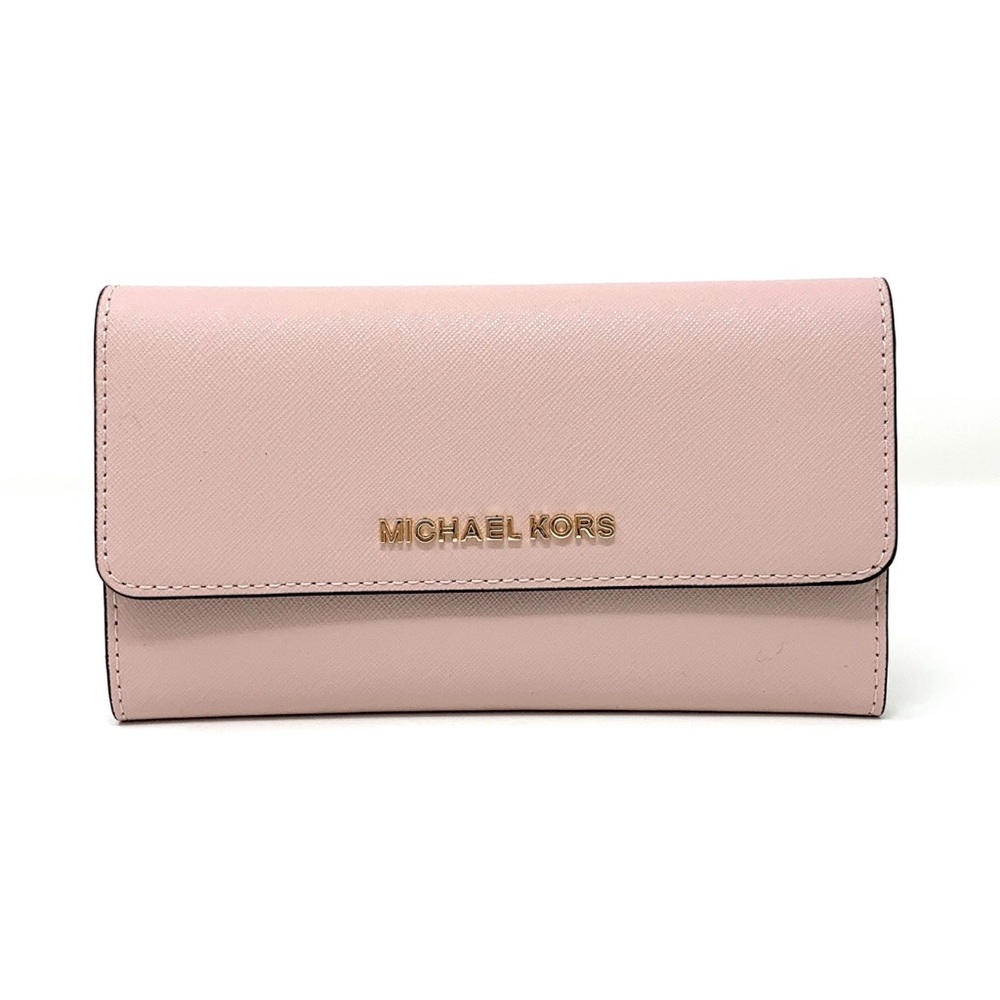 Michael Kors‎ Jet Set Travel Large Trifold Leather Pink Wallet